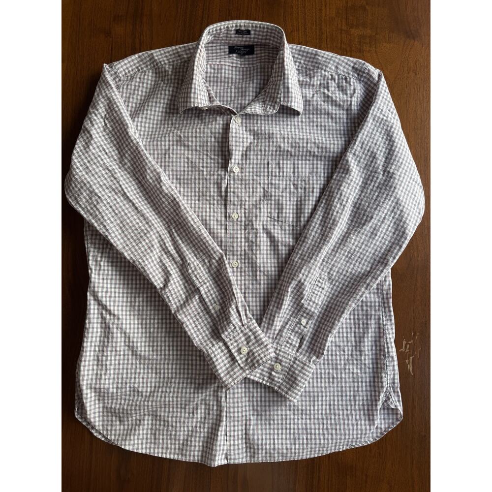 J.Crew Men's Thompson Shirtings 80s 2-Ply Red Plaid Button-Down Shirt - Size 17